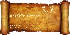 Kozár Ferenc névjegykártya