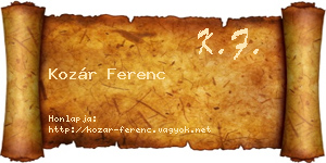 Kozár Ferenc névjegykártya