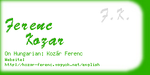 ferenc kozar business card